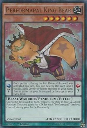 Performapal King Bear (YS16-EN002) - Starter Deck: Yuya 1st Edition - Premium Yugioh Single from Konami - Just $0.25! Shop now at Game Crave Tournament Store