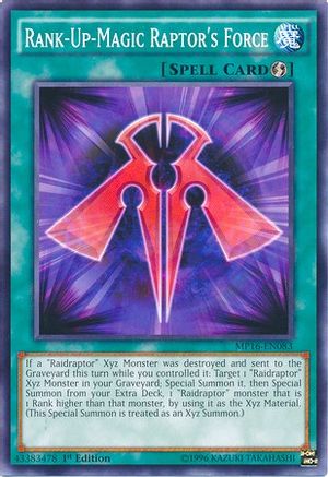 Rank-Up-Magic Raptor's Force (MP16-EN083) - 2016 Mega-Tins Mega Pack Unlimited - Premium Yugioh Single from Konami - Just $0.25! Shop now at Game Crave Tournament Store