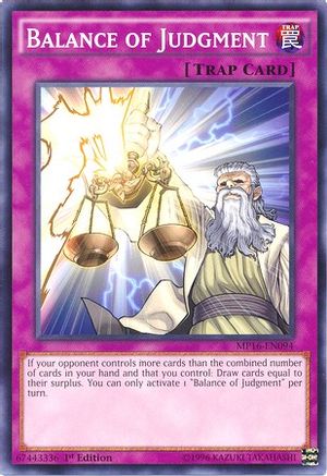 Balance of Judgment (MP16-EN094) - 2016 Mega-Tins Mega Pack Unlimited - Premium Yugioh Single from Konami - Just $0.58! Shop now at Game Crave Tournament Store