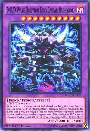 D/D/D Wave Oblivion King Caesar Ragnarok (MP16-EN138) - 2016 Mega-Tins Mega Pack Unlimited - Premium Yugioh Single from Konami - Just $0.68! Shop now at Game Crave Tournament Store
