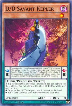 D/D Savant Kepler (MP16-EN167) - 2016 Mega-Tins Mega Pack Unlimited - Premium Yugioh Single from Konami - Just $0.25! Shop now at Game Crave Tournament Store