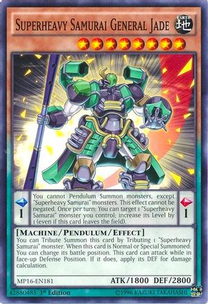 Superheavy Samurai General Jade (MP16-EN181) - 2016 Mega-Tins Mega Pack Unlimited - Premium Yugioh Single from Konami - Just $0.25! Shop now at Game Crave Tournament Store