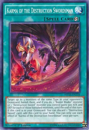 Karma of the Destruction Swordsman (MP16-EN216) - 2016 Mega-Tins Mega Pack 1st Edition - Premium Yugioh Single from Konami - Just $0.25! Shop now at Game Crave Tournament Store
