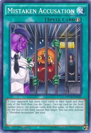 Mistaken Accusation (MP16-EN222) - 2016 Mega-Tins Mega Pack Unlimited - Premium Yugioh Single from Konami - Just $0.25! Shop now at Game Crave Tournament Store