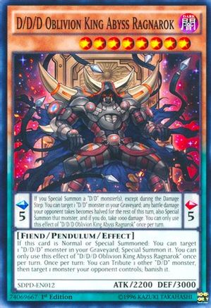 D/D/D Oblivion King Abyss Ragnarok (SDPD-EN012) - Structure Deck: Pendulum Domination 1st Edition - Premium Yugioh Single from Konami - Just $0.11! Shop now at Game Crave Tournament Store