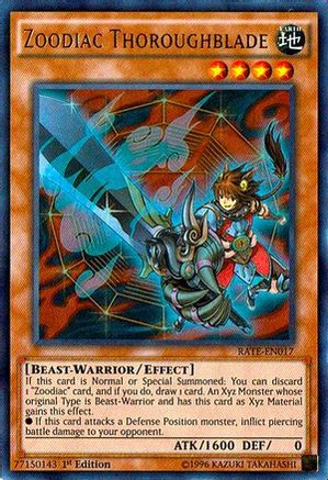 Zoodiac Thoroughblade (RATE-EN017) - Raging Tempest 1st Edition - Premium Yugioh Single from Konami - Just $1.10! Shop now at Game Crave Tournament Store