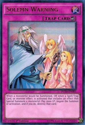 Solemn Warning (DUSA-EN085) - Duelist Saga 1st Edition - Premium Yugioh Single from Konami - Just $0.64! Shop now at Game Crave Tournament Store