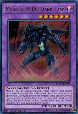 Masked HERO Dark Law (DUSA-EN094) - Duelist Saga 1st Edition - Premium Yugioh Single from Konami - Just $1.06! Shop now at Game Crave Tournament Store