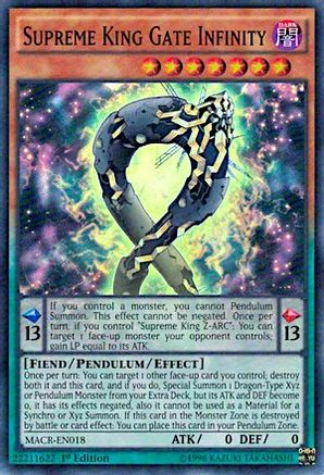 Supreme King Gate Infinity (MACR-EN018) - Maximum Crisis 1st Edition - Premium Yugioh Single from Konami - Just $0.25! Shop now at Game Crave Tournament Store