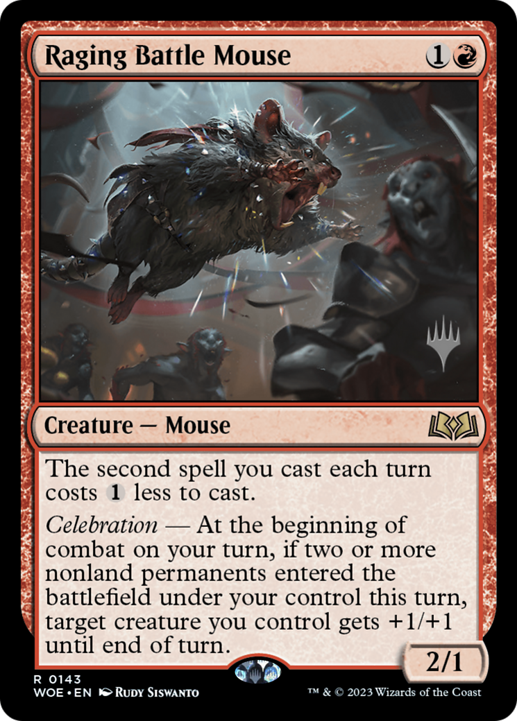 Raging Battle Mouse (PWOE-143P) - Wilds of Eldraine Promos Foil - Premium MTG Single from Wizards of the Coast - Just $0.25! Shop now at Game Crave Tournament Store