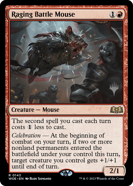Raging Battle Mouse (PWOE-143P) - Wilds of Eldraine Promos Foil - Premium MTG Single from Wizards of the Coast - Just $0.25! Shop now at Game Crave Tournament Store