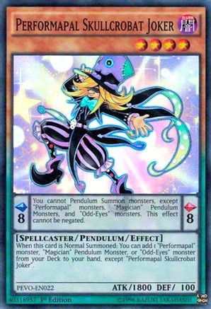 Performapal Skullcrobat Joker (PEVO-EN022) - Pendulum Evolution 1st Edition - Premium Yugioh Single from Konami - Just $1.18! Shop now at Game Crave Tournament Store