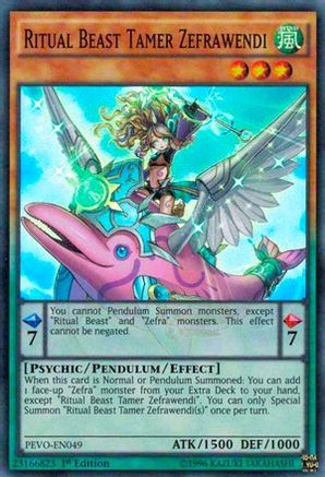 Ritual Beast Tamer Zefrawendi (PEVO-EN049) - Pendulum Evolution 1st Edition - Premium Yugioh Single from Konami - Just $0.32! Shop now at Game Crave Tournament Store
