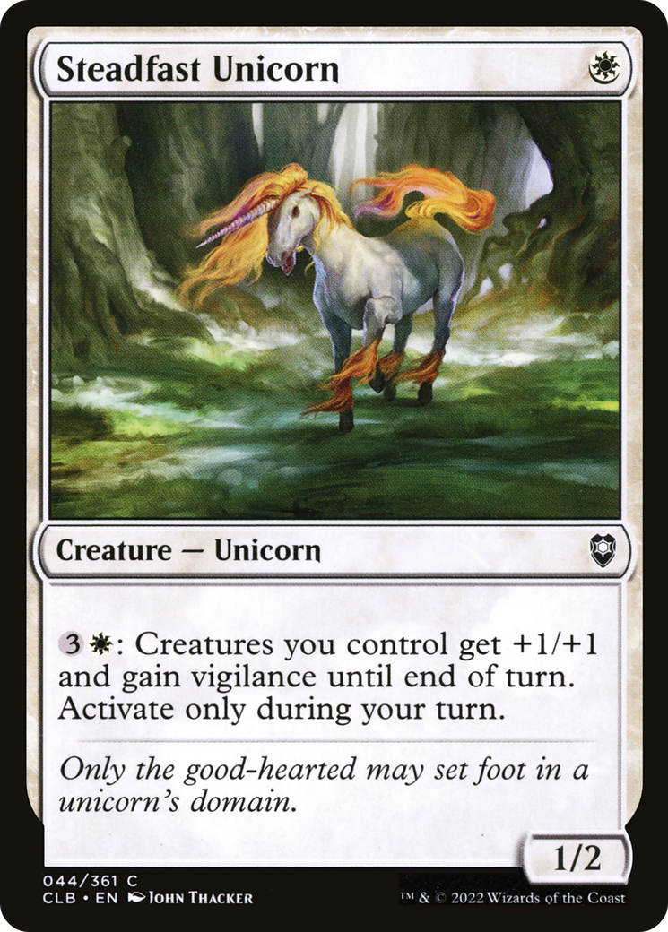 Steadfast Unicorn (CLB-044) - Commander Legends: Battle for Baldur's Gate - Premium MTG Single from Wizards of the Coast - Just $0.08! Shop now at Game Crave Tournament Store