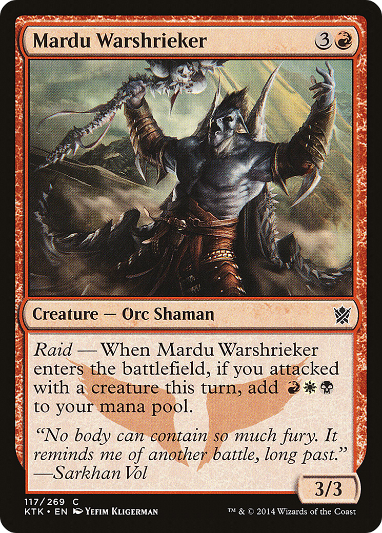 Mardu Warshrieker (KTK-117) - Khans of Tarkir - Premium MTG Single from Wizards of the Coast - Just $0.25! Shop now at Game Crave Tournament Store