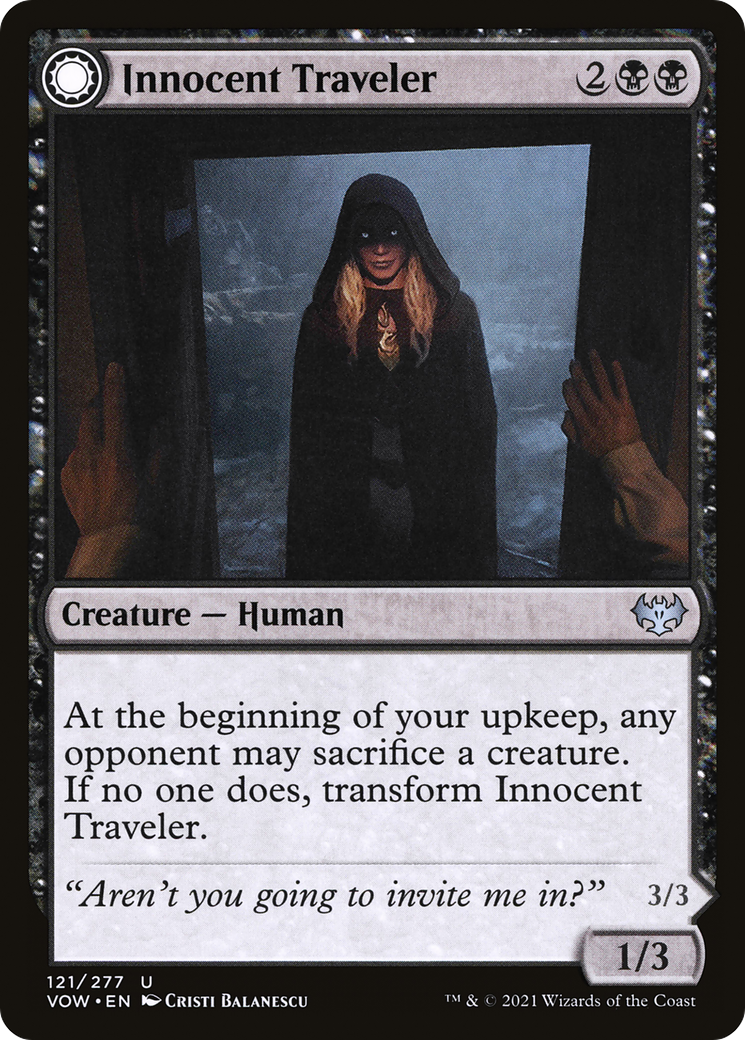 Innocent Traveler // Malicious Invader (VOW-121) - Innistrad: Crimson Vow: (Double Faced Transform) - Premium MTG Single from Wizards of the Coast - Just $0.08! Shop now at Game Crave Tournament Store