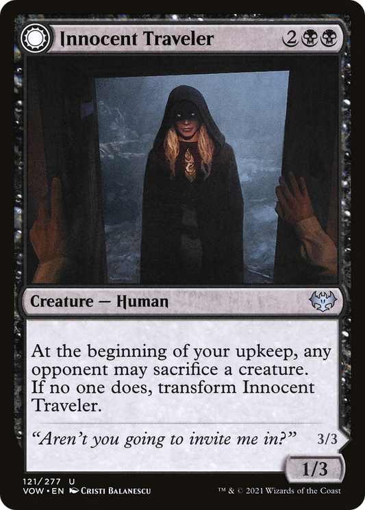 Innocent Traveler // Malicious Invader (VOW-121) - Innistrad: Crimson Vow: (Double Faced Transform) - Premium MTG Single from Wizards of the Coast - Just $0.08! Shop now at Game Crave Tournament Store