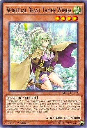 Spiritual Beast Tamer Winda (MP17-EN192) - 2017 Mega-Tins Mega Pack 1st Edition - Premium Yugioh Single from Konami - Just $0.46! Shop now at Game Crave Tournament Store