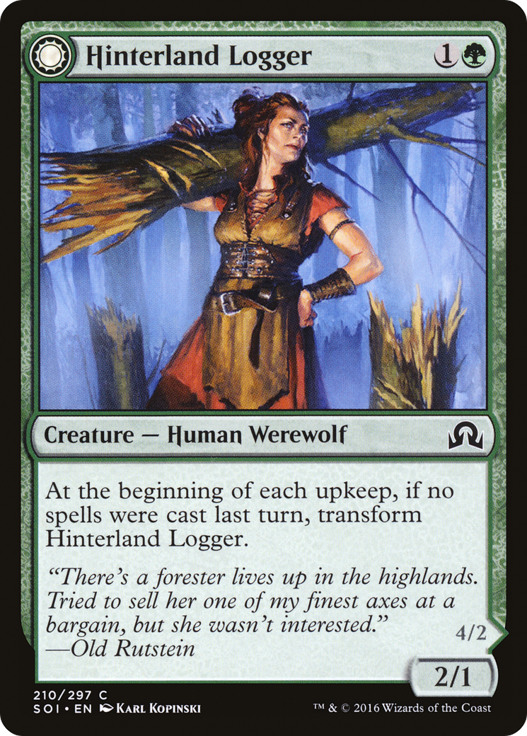 Hinterland Logger // Timber Shredder (SOI-210) - Shadows over Innistrad: (Double Faced Transform) Foil - Premium MTG Single from Wizards of the Coast - Just $0.09! Shop now at Game Crave Tournament Store