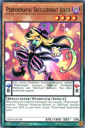 Performapal Skullcrobat Joker (LEDD-ENC08) - Legendary Dragon Decks 1st Edition - Premium Yugioh Single from Konami - Just $0.37! Shop now at Game Crave Tournament Store