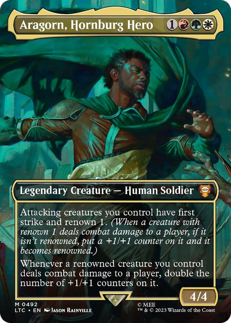 Aragorn, Hornburg Hero (LTC-492) - Tales of Middle-earth Commander (Borderless) - Premium MTG Single from Wizards of the Coast - Just $0.45! Shop now at Game Crave Tournament Store