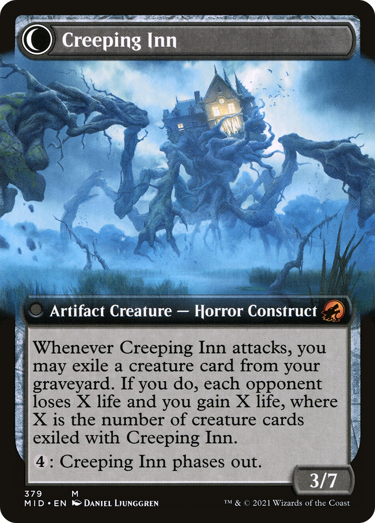 Hostile Hostel // Creeping Inn (MID-379) - Innistrad: Midnight Hunt: (Extended Art, Double Faced Transform) Foil - Premium MTG Single from Wizards of the Coast - Just $0.38! Shop now at Game Crave Tournament Store