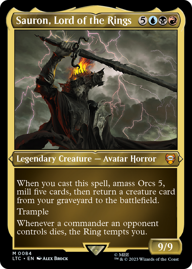 Sauron, Lord of the Rings (LTC-084) - Tales of Middle-earth Commander Etched Foil - Premium MTG Single from Wizards of the Coast - Just $0.18! Shop now at Game Crave Tournament Store
