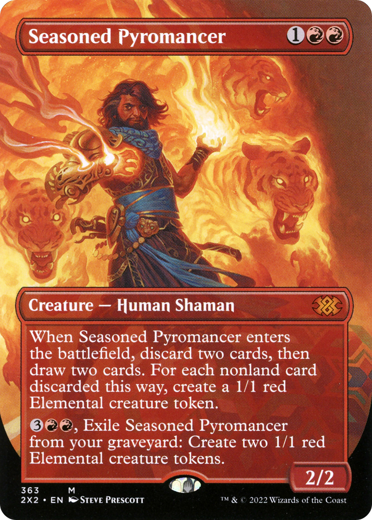 Seasoned Pyromancer (2X2-363) - Double Masters 2022 (Borderless) Foil - Premium MTG Single from Wizards of the Coast - Just $11.39! Shop now at Game Crave Tournament Store