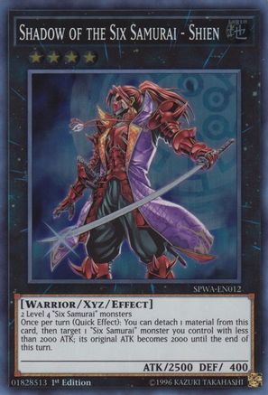 Shadow of the Six Samurai - Shien (SPWA-EN012) - Spirit Warriors 1st Edition - Premium Yugioh Single from Konami - Just $0.26! Shop now at Game Crave Tournament Store