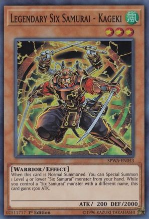 Legendary Six Samurai - Kageki (SPWA-EN043) - Spirit Warriors 1st Edition - Premium Yugioh Single from Konami - Just $0.96! Shop now at Game Crave Tournament Store