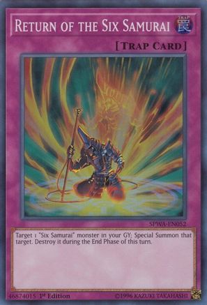 Return of the Six Samurai (SPWA-EN052) - Spirit Warriors 1st Edition - Premium Yugioh Single from Konami - Just $0.25! Shop now at Game Crave Tournament Store
