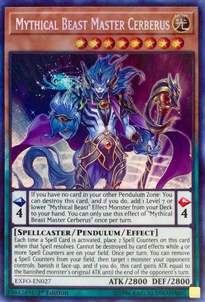 Mythical Beast Master Cerberus (EXFO-EN027) - Extreme Force 1st Edition - Premium Yugioh Single from Konami - Just $0.49! Shop now at Game Crave Tournament Store