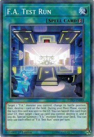 F.A. Test Run (EXFO-EN089) - Extreme Force Unlimited - Premium Yugioh Single from Konami - Just $0.23! Shop now at Game Crave Tournament Store