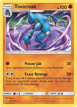 Toxicroak 64/131 - Forbidden Light Reverse Holofoil - Premium Pokemon Single from Nintendo - Just $0.50! Shop now at Game Crave Tournament Store