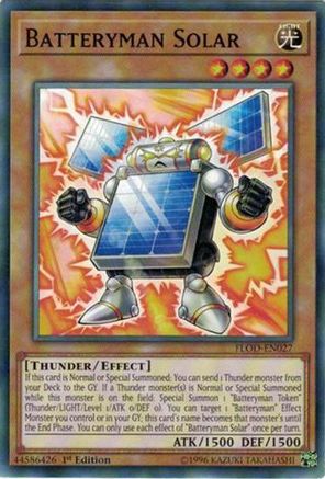 Batteryman Solar (FLOD-EN027) - Flames of Destruction Unlimited - Premium Yugioh Single from Konami - Just $0.54! Shop now at Game Crave Tournament Store