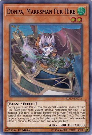 Donpa, Marksman Fur Hire (DASA-EN014) - Dark Saviors 1st Edition - Premium Yugioh Single from Konami - Just $0.27! Shop now at Game Crave Tournament Store