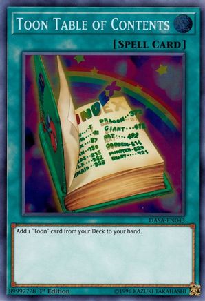 Toon Table of Contents (DASA-EN043) - Dark Saviors Unlimited - Premium Yugioh Single from Konami - Just $1.78! Shop now at Game Crave Tournament Store