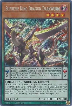 Supreme King Dragon Darkwurm (BLRR-EN063) - Battles of Legend: Relentless Revenge 1st Edition - Premium Yugioh Single from Konami - Just $2.58! Shop now at Game Crave Tournament Store