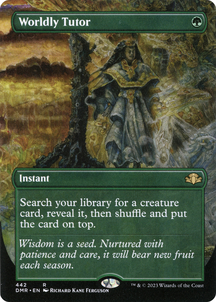 Worldly Tutor (DMR-442) - Dominaria Remastered (Borderless) Foil - Premium MTG Single from Wizards of the Coast - Just $6.91! Shop now at Game Crave Tournament Store