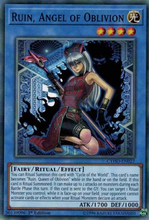 Ruin, Angel of Oblivion (CYHO-EN027) - Cybernetic Horizon 1st Edition - Premium Yugioh Single from Konami - Just $0.08! Shop now at Game Crave Tournament Store