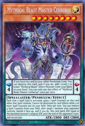 Mythical Beast Master Cerberus (MP18-EN185) - 2018 Mega-Tins Mega Pack 1st Edition - Premium Yugioh Single from Konami - Just $0.40! Shop now at Game Crave Tournament Store
