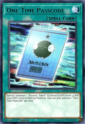 One-Time Passcode (MP18-EN141) - 2018 Mega-Tins Mega Pack 1st Edition - Premium Yugioh Single from Konami - Just $0.26! Shop now at Game Crave Tournament Store
