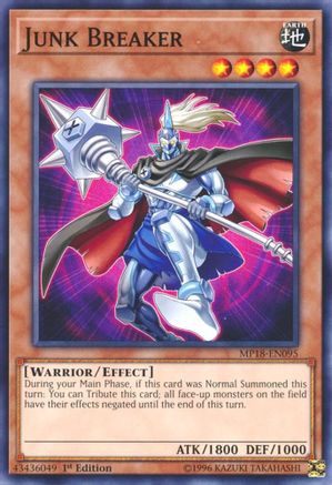 Junk Breaker (MP18-EN095) - 2018 Mega-Tins Mega Pack 1st Edition - Premium Yugioh Single from Konami - Just $0.25! Shop now at Game Crave Tournament Store