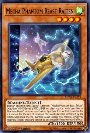 Mecha Phantom Beast Raiten (MP18-EN119) - 2018 Mega-Tins Mega Pack 1st Edition - Premium Yugioh Single from Konami - Just $0.25! Shop now at Game Crave Tournament Store
