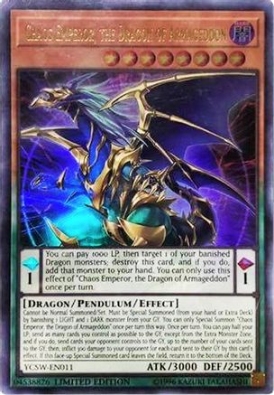 Chaos Emperor, the Dragon of Armageddon (UR) (YCSW-EN011) - Yu-Gi-Oh! Championship Series Prize Cards - Premium Yugioh Single from Konami - Just $11999.76! Shop now at Game Crave Tournament Store