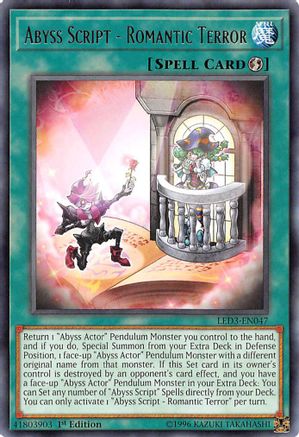 Abyss Script - Romantic Terror (LED3-EN047) - Legendary Duelists: White Dragon Abyss 1st Edition - Premium Yugioh Single from Konami - Just $0.25! Shop now at Game Crave Tournament Store