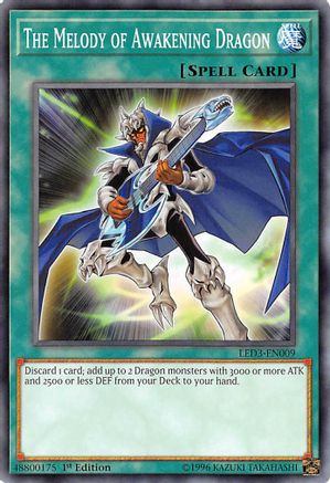 The Melody of Awakening Dragon (LED3-EN009) - Legendary Duelists: White Dragon Abyss 1st Edition - Premium Yugioh Single from Konami - Just $0.49! Shop now at Game Crave Tournament Store