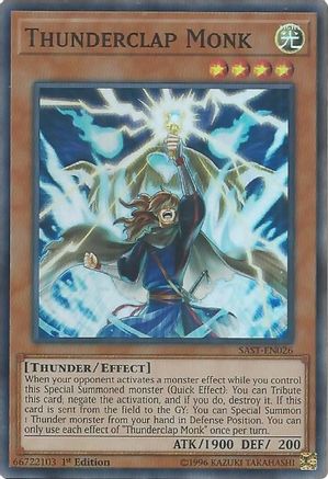Thunderclap Monk (SAST-EN026) - Savage Strike 1st Edition - Premium Yugioh Single from Konami - Just $0.25! Shop now at Game Crave Tournament Store