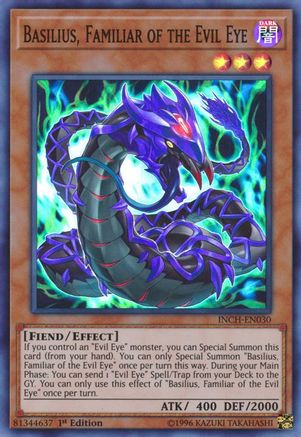 Basilius, Familiar of the Evil Eye (INCH-EN030) - The Infinity Chasers 1st Edition - Premium Yugioh Single from Konami - Just $0.24! Shop now at Game Crave Tournament Store