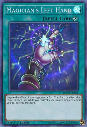 Magician's Left Hand (INCH-EN058) - The Infinity Chasers 1st Edition - Premium Yugioh Single from Konami - Just $0.38! Shop now at Game Crave Tournament Store